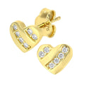Cubic Zirconia Heart Stud Earrings 9ct Yellow Gold | Prime Jewellery