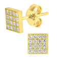 Cubic Zirconia Square Stud Earrings 9ct Yellow Gold | Prime Jewellery