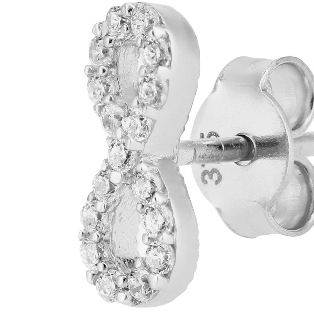 9ct White Gold Infinity with Cubic Zirconia Stones Stud Earrings
