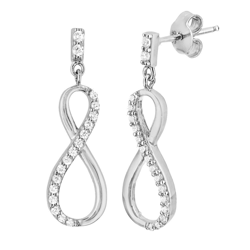 Cubic Zirconia Drop Earrings 9ct White Gold | Prime Jewellery