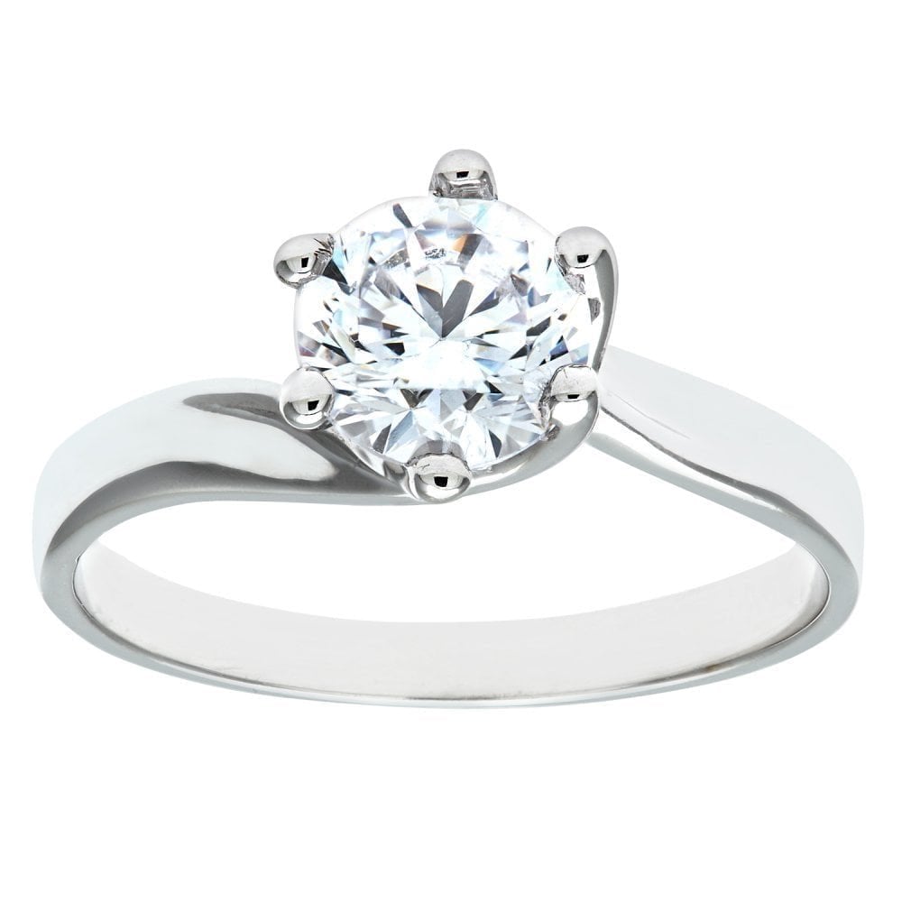 9ct White Gold Engagement Ring with Cubic Zirconia Stones