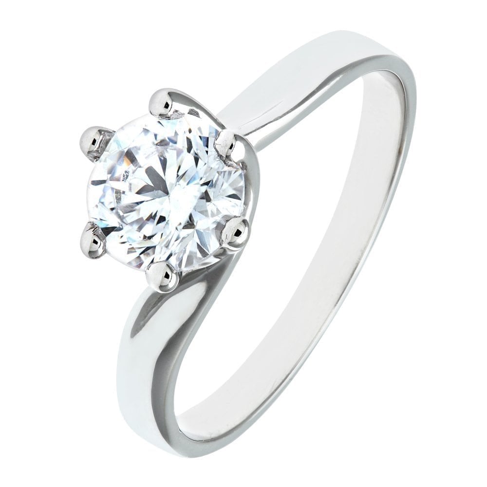9ct White Gold Engagement Ring with Cubic Zirconia Stones