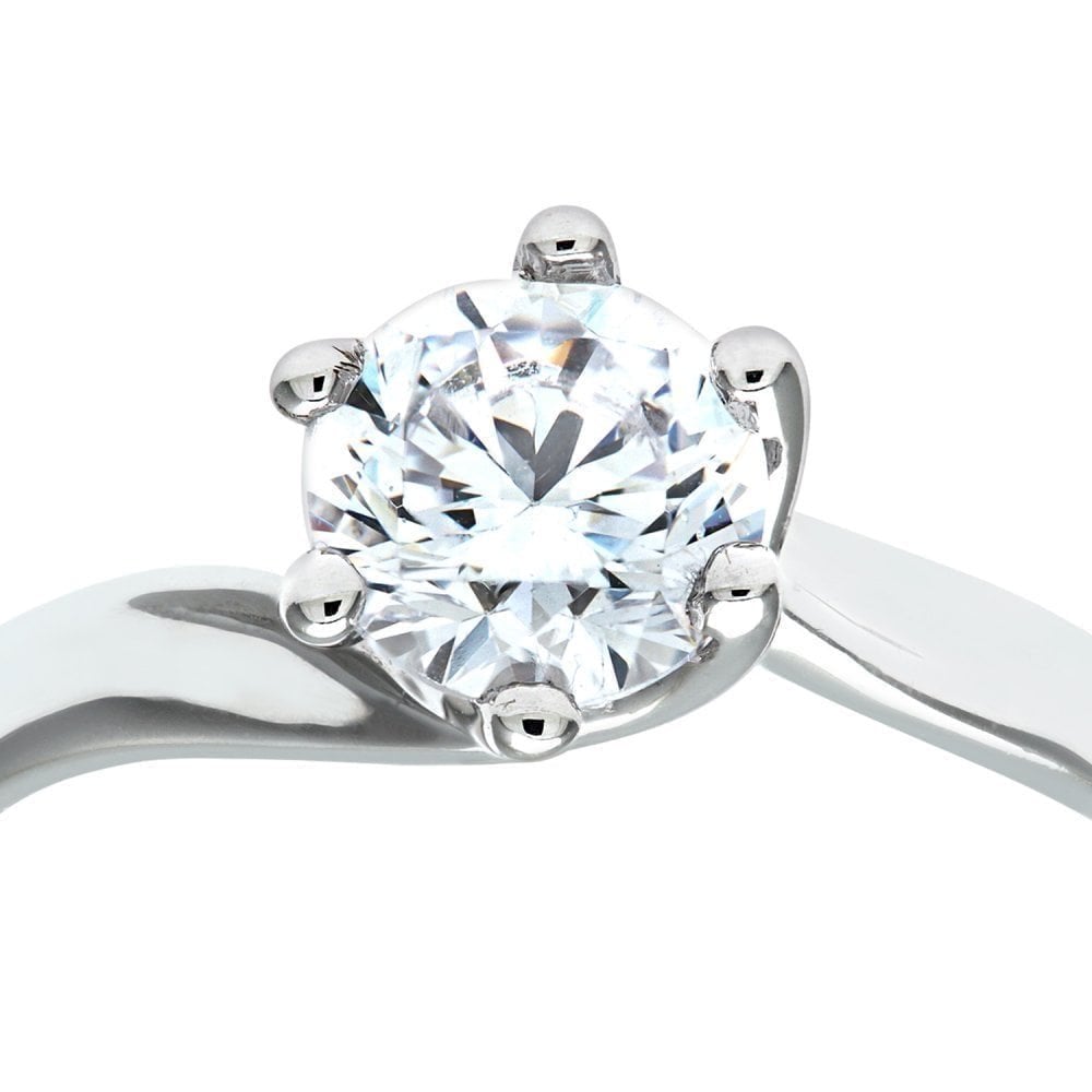 9ct White Gold Engagement Ring with Cubic Zirconia Stones