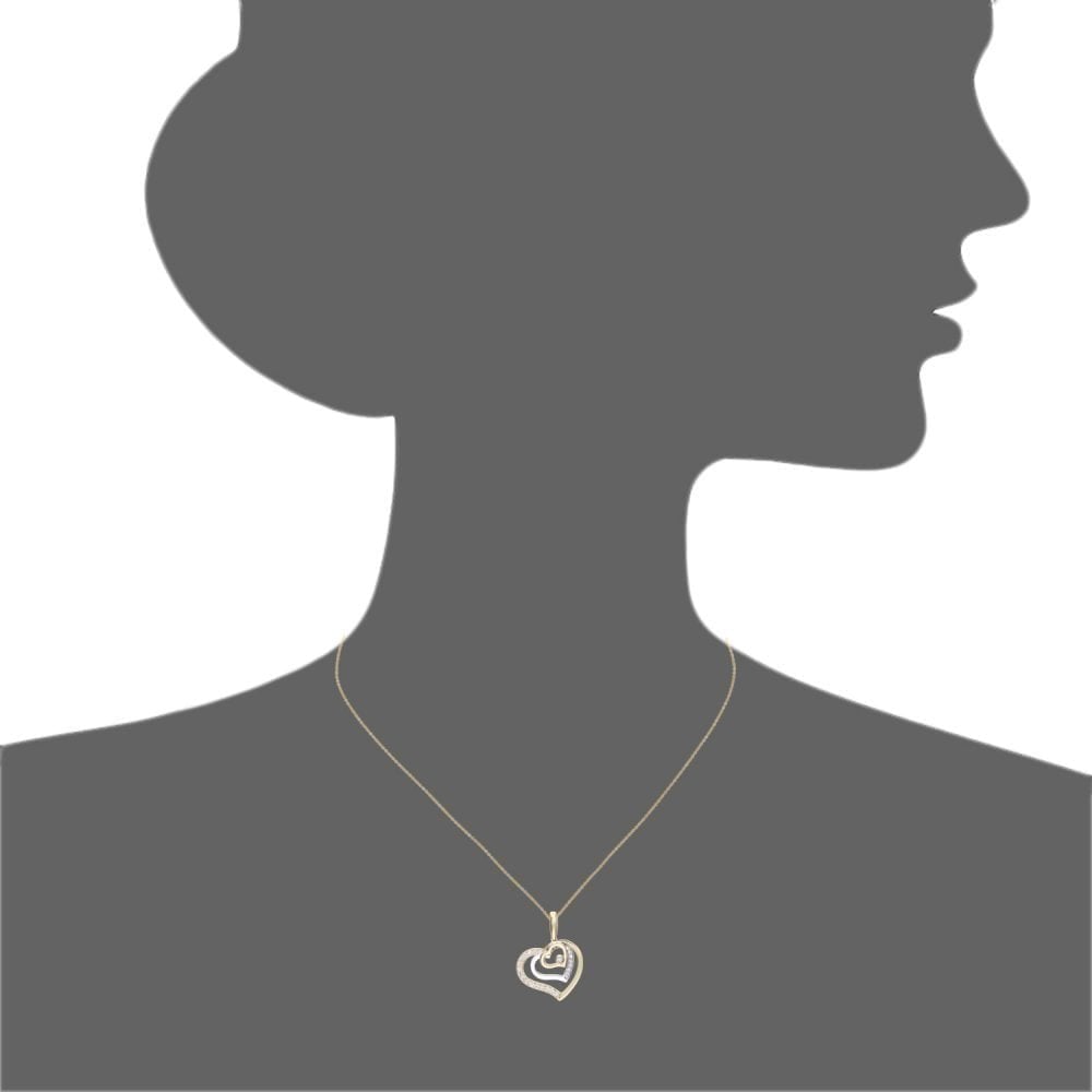 9ct Yellow and White Gold Cubic Zirconia Triple Heart Pendant and Chain of 46cm