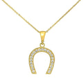 9ct Yellow Gold Horseshoe with Cubic Zirconia Stones Pendant Necklace of 46cm