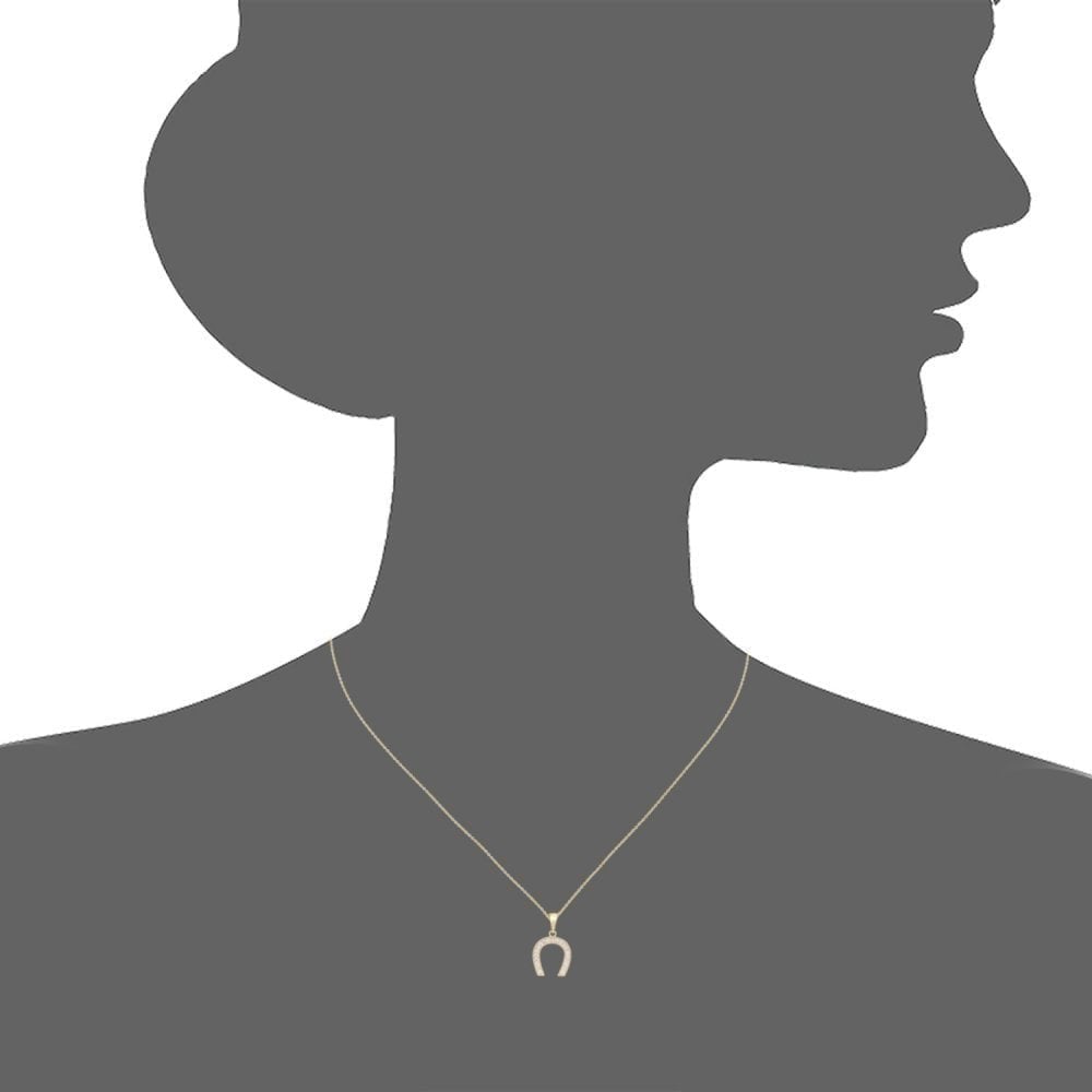 9ct Yellow Gold Horseshoe with Cubic Zirconia Stones Pendant Necklace of 46cm
