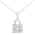 9ct White Gold Cubic Zirconia Padlock Pendant Necklace