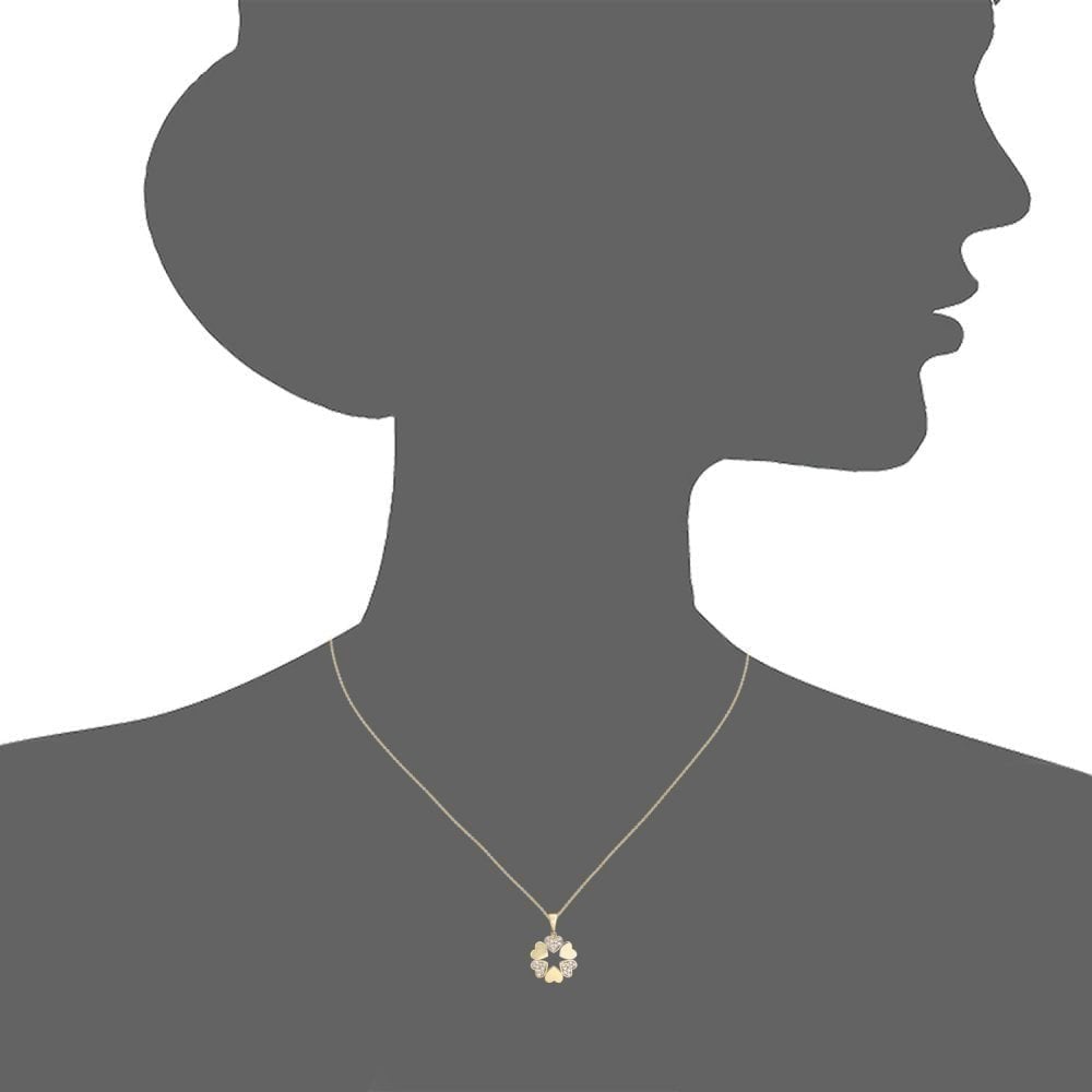 9ct Yellow Gold Cubic Zirconia Stones in Circle of Hearts Pendant Necklace of 46cm