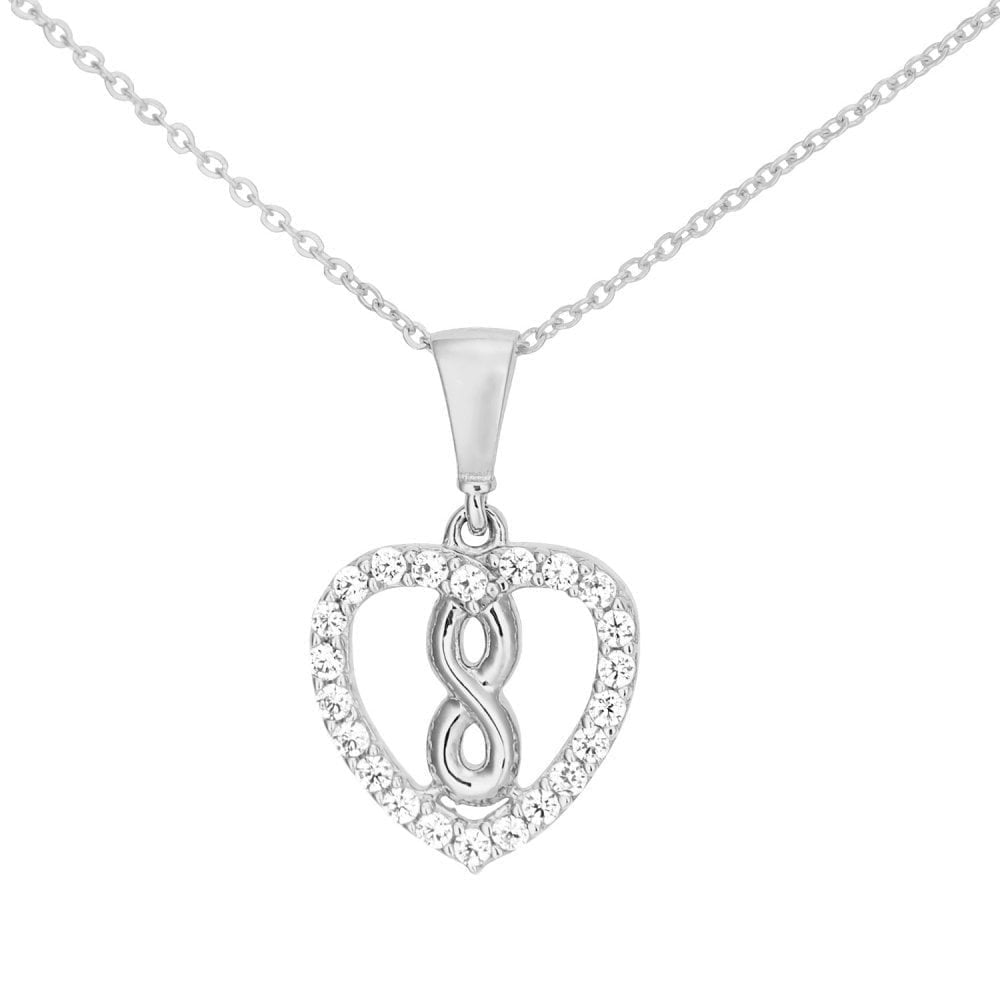 Cubic Zirconia Infinity Necklace 9ct White Gold | Prime Jewellery