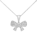 9ct White Gold Bow with Cubic Zirconia Stones Pendant Necklace of 46cm