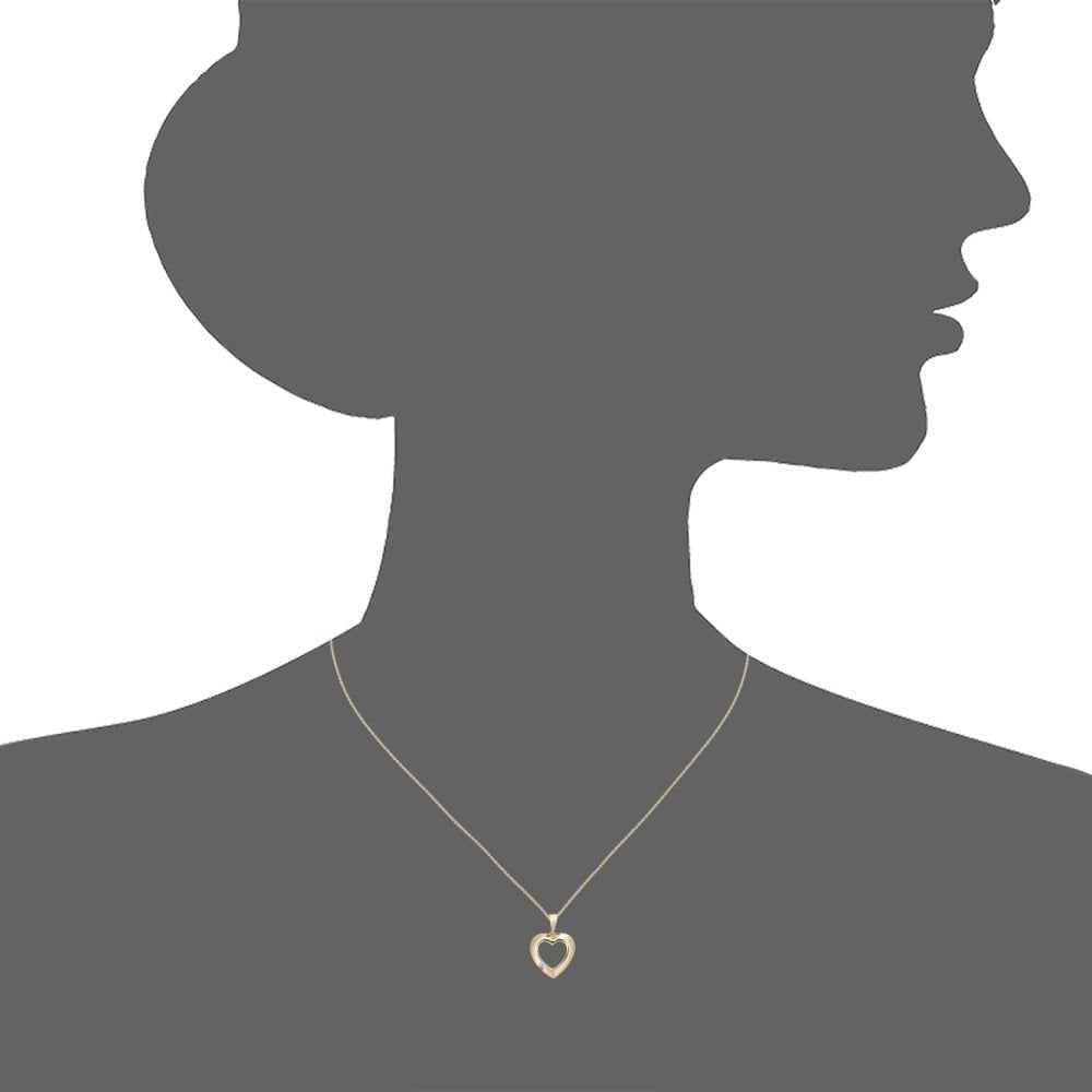 9ct Yellow Gold Heart with a Cubic Zirconia Stone Pendant Necklace of 46cm