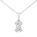 9ct White Gold Kiss with Cubic Zirconia Stones Pendant Necklace