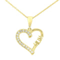 9ct Yellow Gold Mum Heart with Cubic Zirconia Stones Pendant Necklace of 46cm