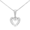 9ct White Gold Heart with Cubic Zirconia Stones Pendant Necklace