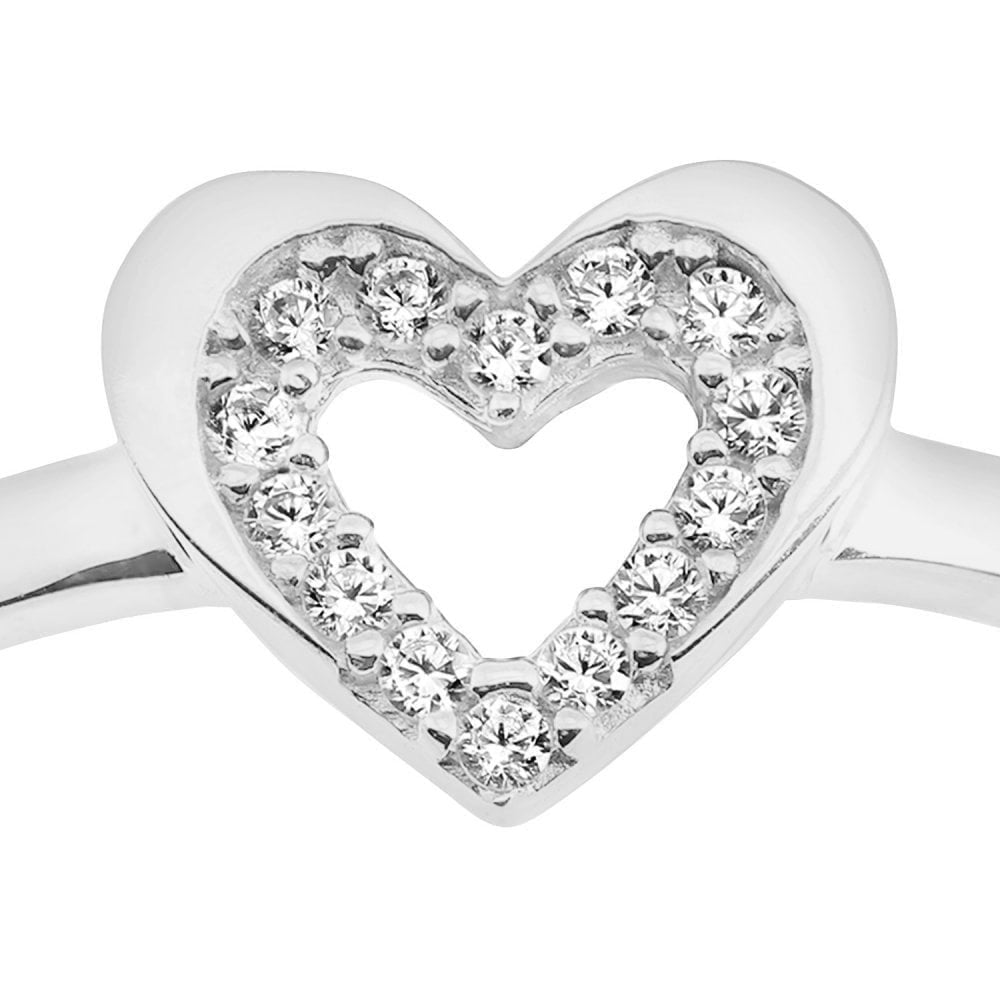9ct White Gold with Cubic Zirconia Stones Heart Ring