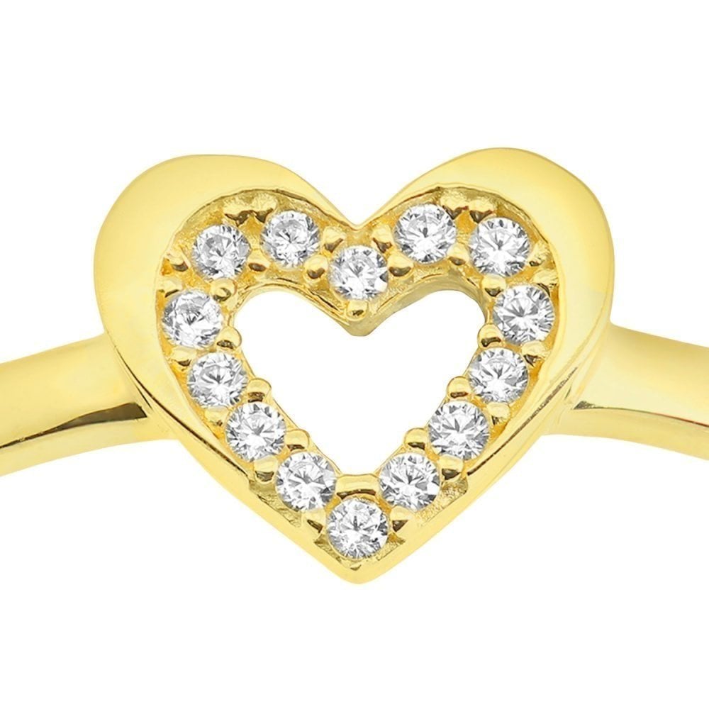 9ct Yellow Gold with Cubic Zirconia Stones Heart Ring