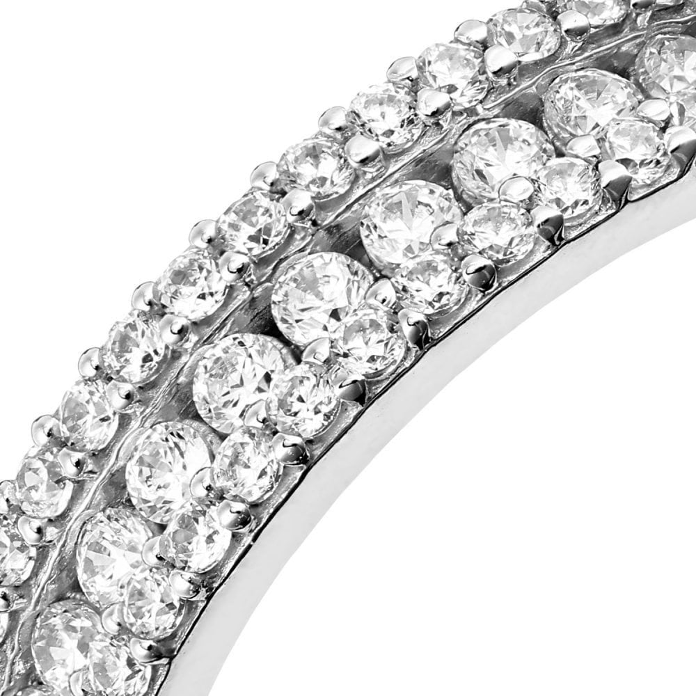 9ct White Gold with Channel Set Cubic Zirconia Stones Eternity Ring