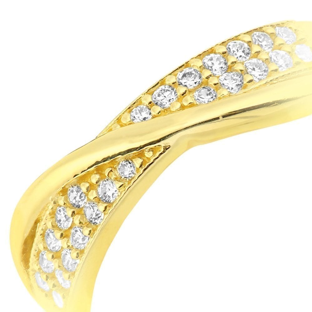 9ct Yellow Gold with Cubic Zirconia Stones in Kiss Design Eternity Ring