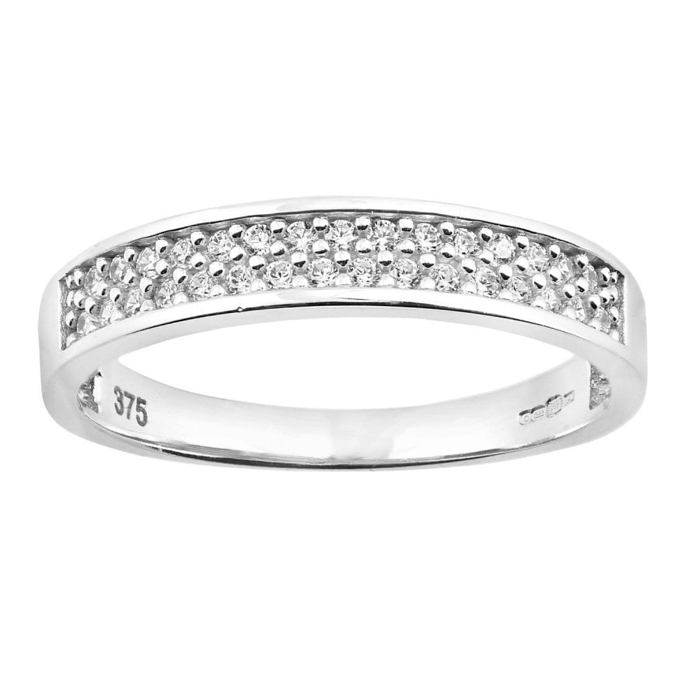 9ct White Gold with Cubic Zirconia Stones Channel Look Eternity Ring