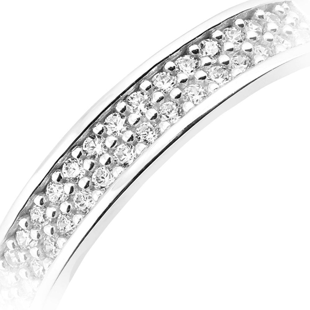 9ct White Gold with Cubic Zirconia Stones Channel Look Eternity Ring