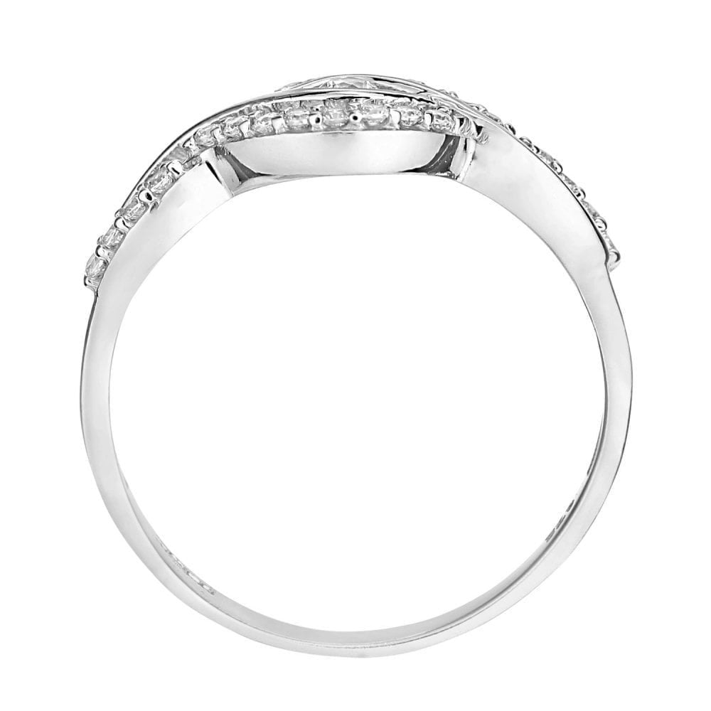 9ct White Gold with Cubic Zirconia Stones Crossover Ring