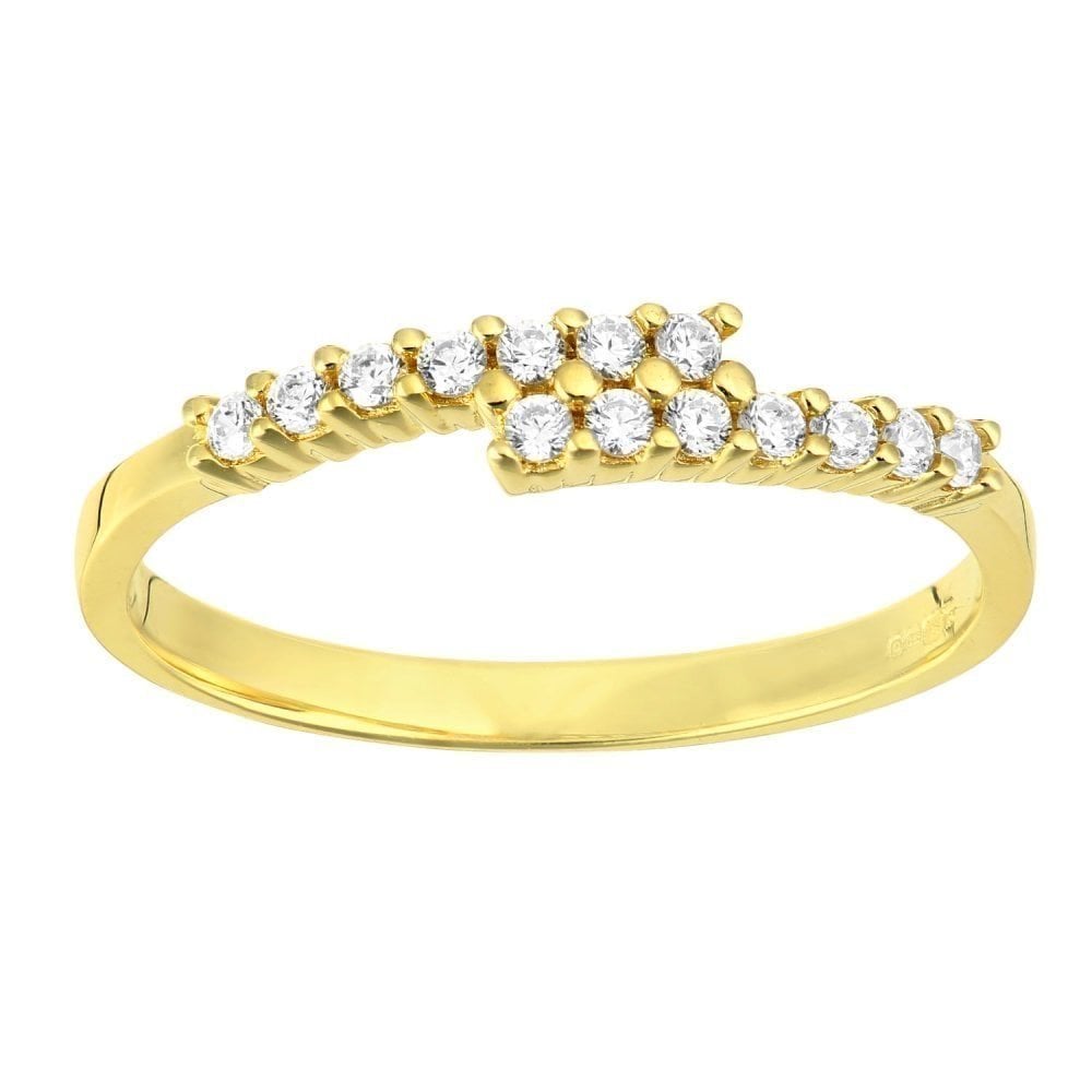 9ct Yellow Gold with Cubic Zirconia Stones in Crossover Design Eternity Ring