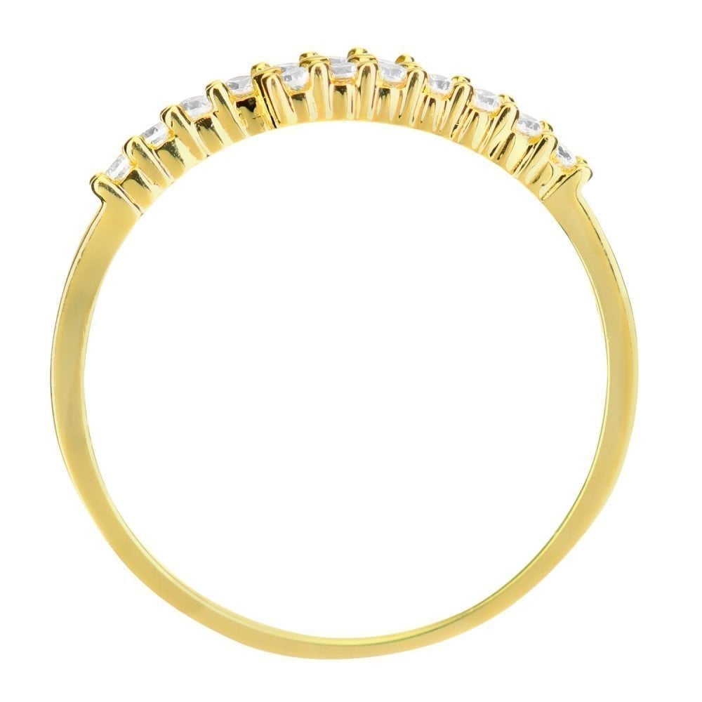 9ct Yellow Gold with Cubic Zirconia Stones in Crossover Design Eternity Ring