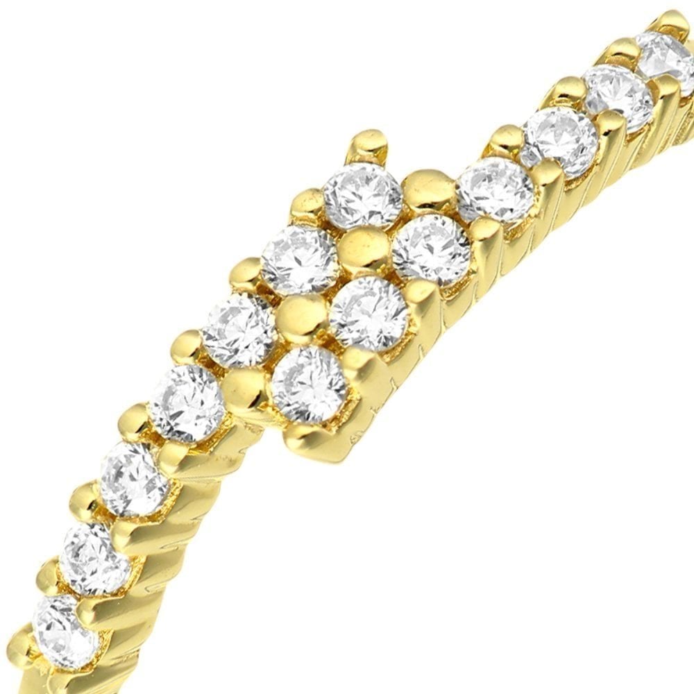 9ct Yellow Gold with Cubic Zirconia Stones in Crossover Design Eternity Ring