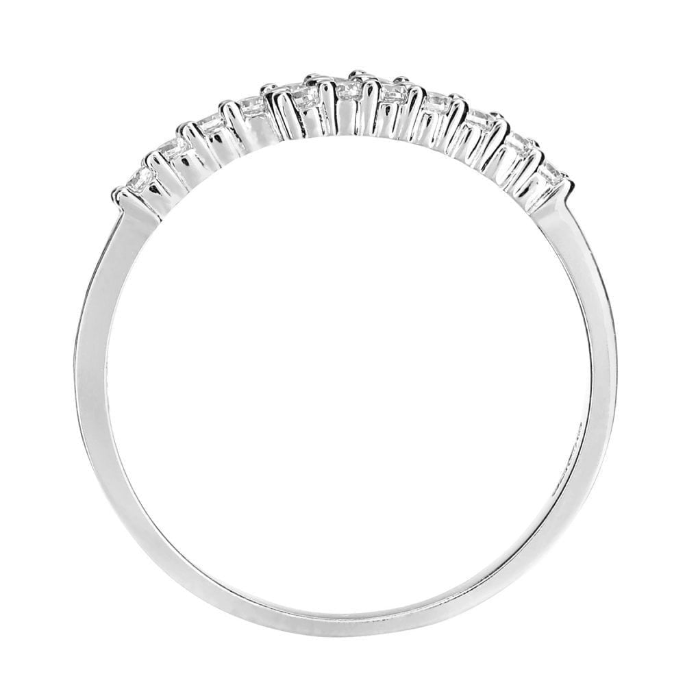 9ct White Gold with Cubic Zirconia Stones in Crossover Design Eternity Ring