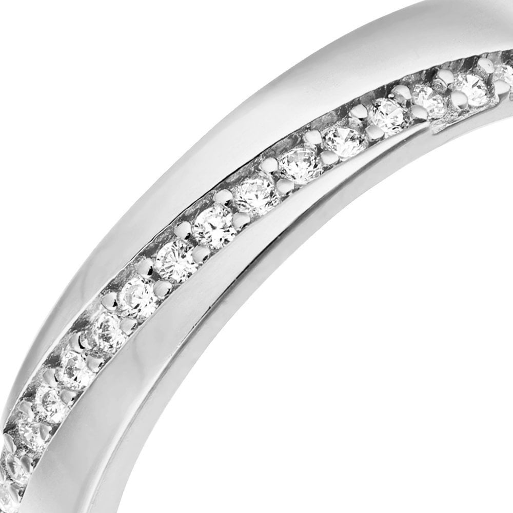 9ct White Gold with Cubic Zirconia Stones Wedding Band