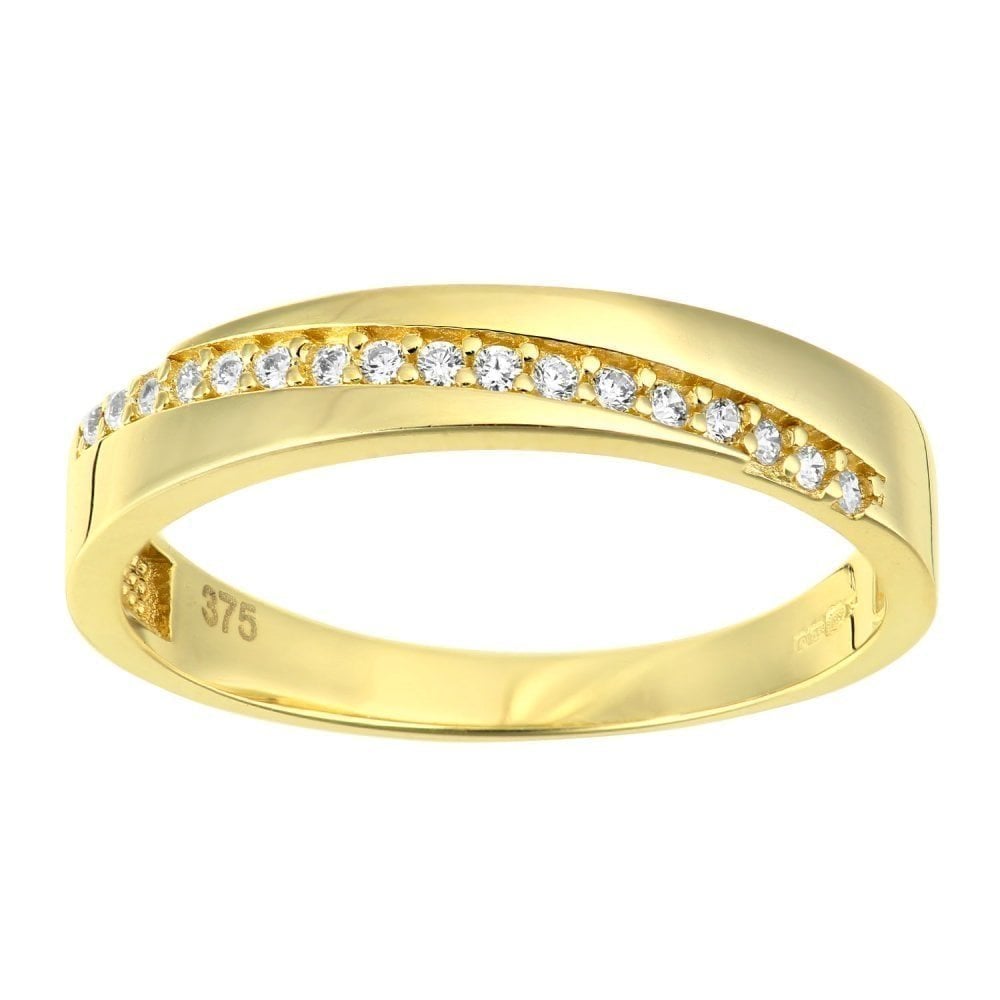 9ct Yellow Gold with Cubic Zirconia Stones Wedding Band