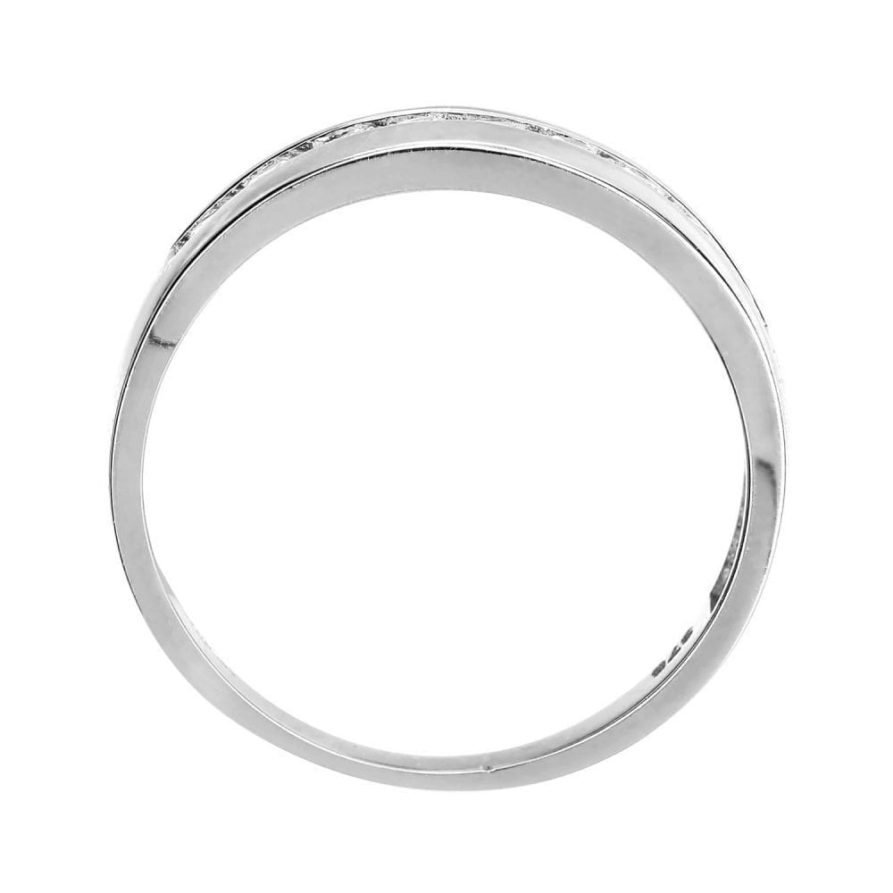 9ct White Gold with Channel Set Cubic Zirconia Stones Wedding Band