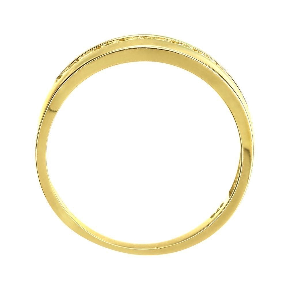 9ct Yellow Gold with Channel Set Cubic Zirconia Stones Wedding Band