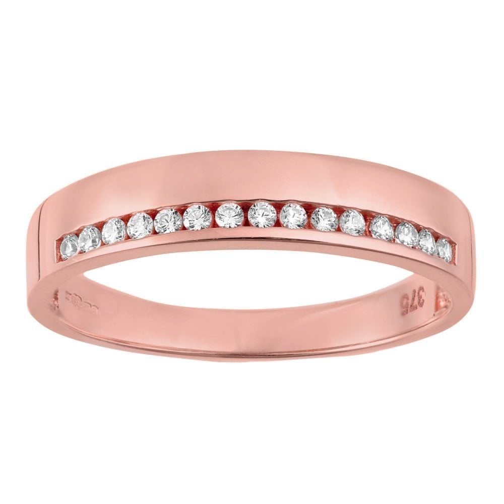 9ct Rose Gold with Cubic Zirconia Stones Wedding Band