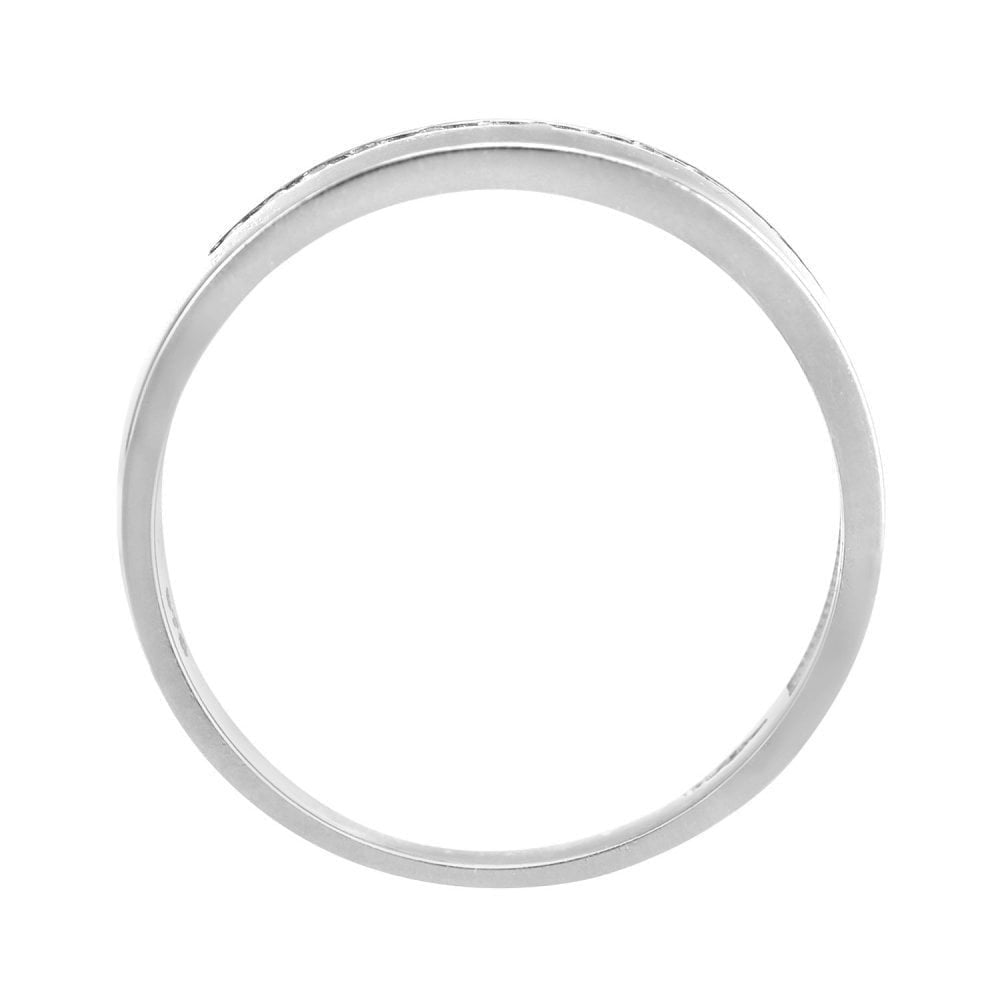 9ct White Gold with Cubic Zirconia Stones Channel Set Wedding Band
