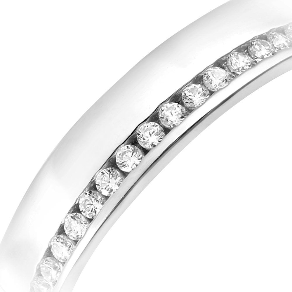 9ct White Gold with Cubic Zirconia Stones Channel Set Wedding Band