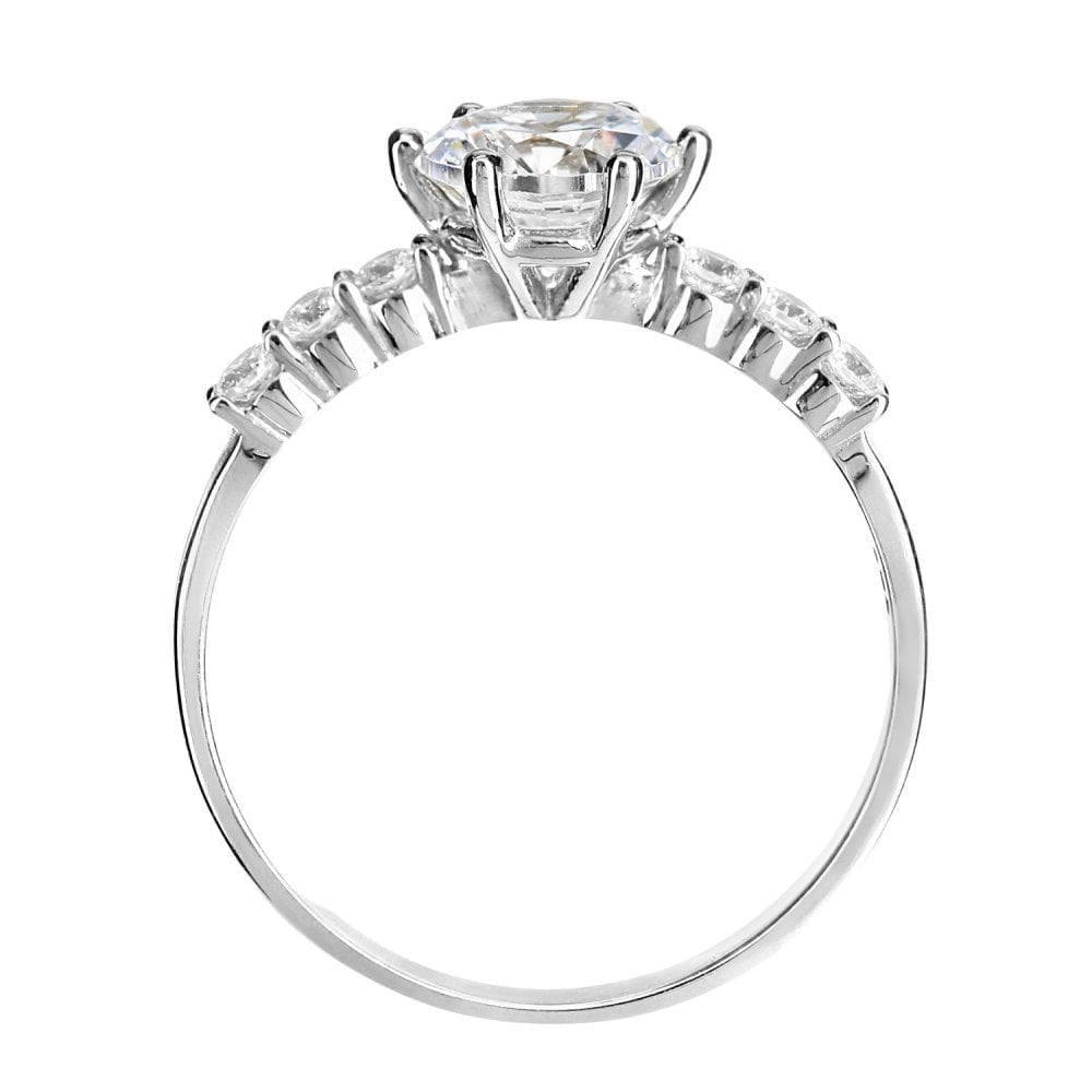 9ct White Gold with Cubic Zirconia Stones Engagement Ring