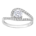 9ct White Gold with Cubic Zirconia Stones in Crossover Design Engagement Ring