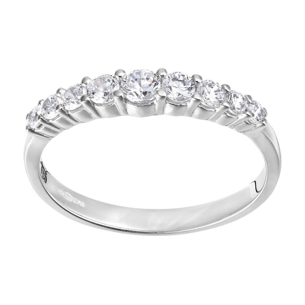 9ct White Gold with Cubic Zirconia Stones Eternity Ring