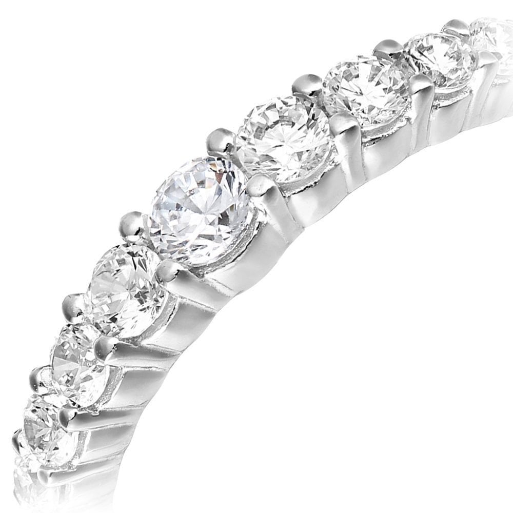 9ct White Gold with Cubic Zirconia Stones Eternity Ring