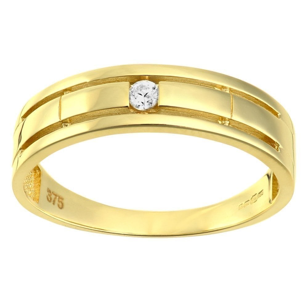 9ct Yellow Gold with a Cubic Zirconia Stone Wedding Band