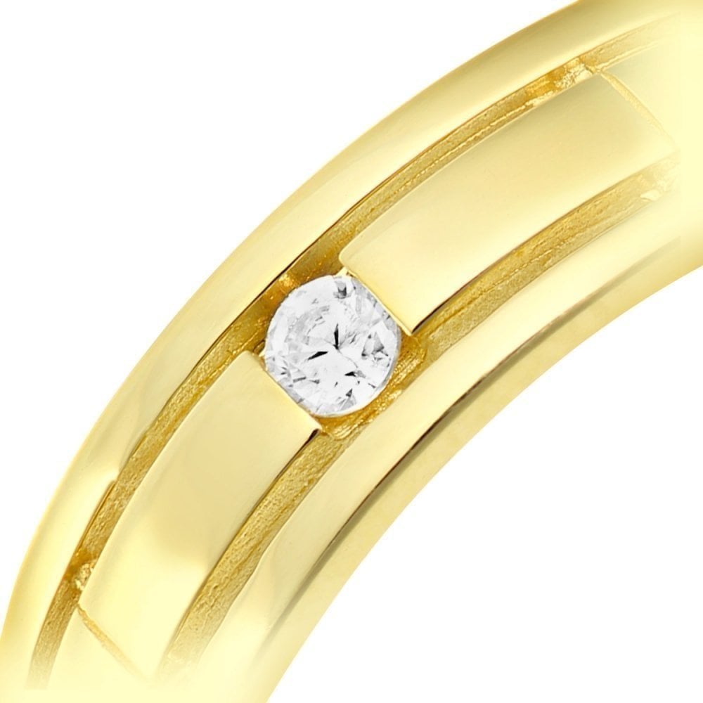 9ct Yellow Gold with a Cubic Zirconia Stone Wedding Band