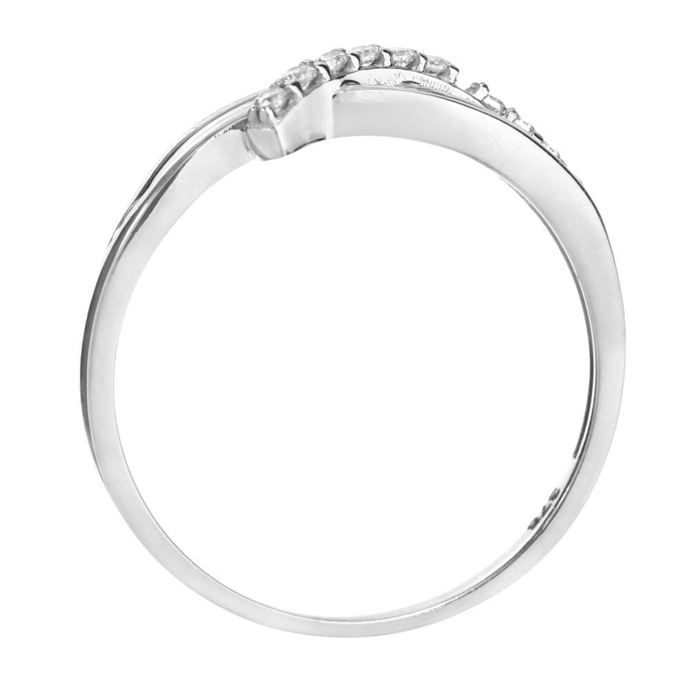 9ct White Gold with Cubic Zirconia Stones in Crossover Setting Eternity Ring