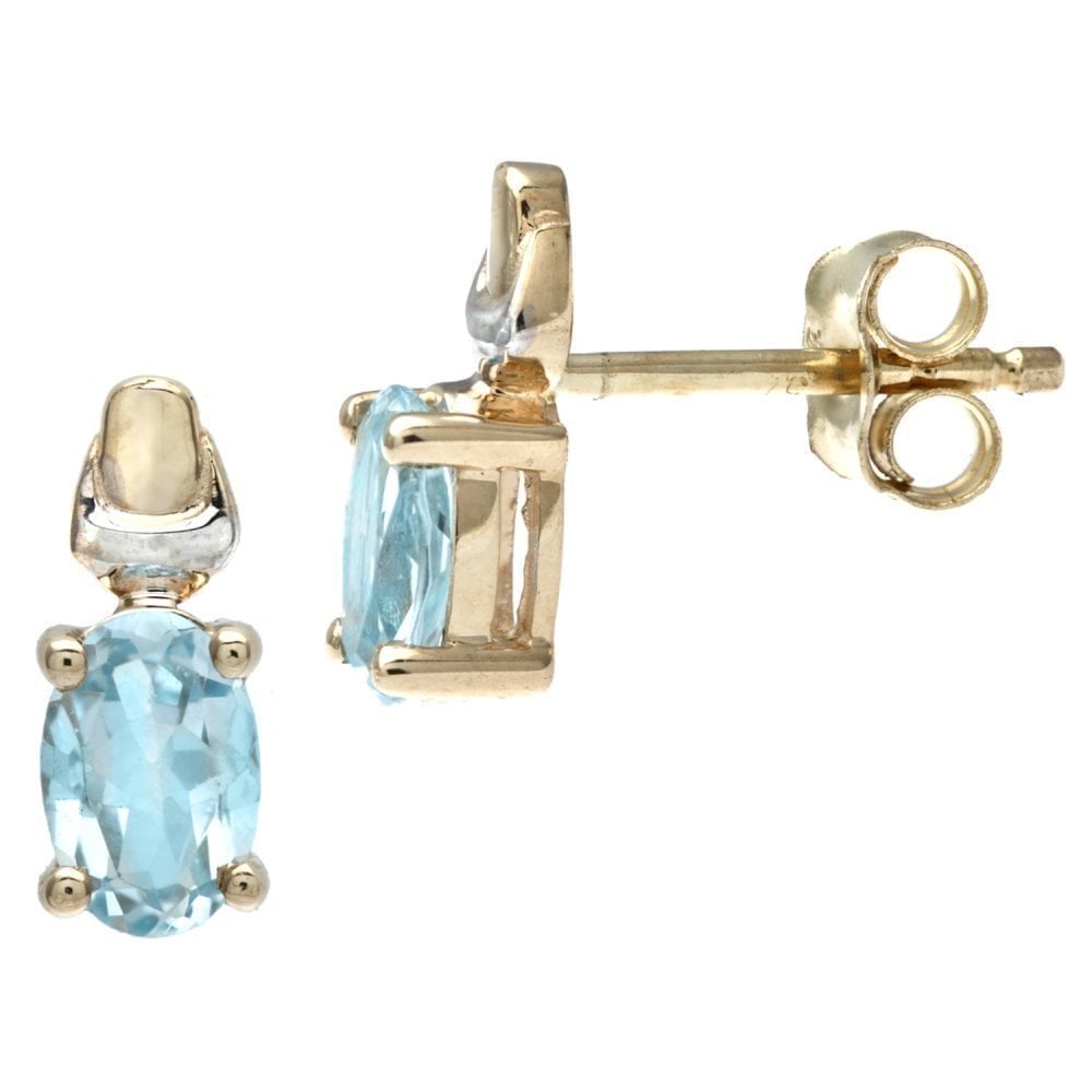 Sky Blue Topaz Stud Earrings - detail view | Prime Jewellery