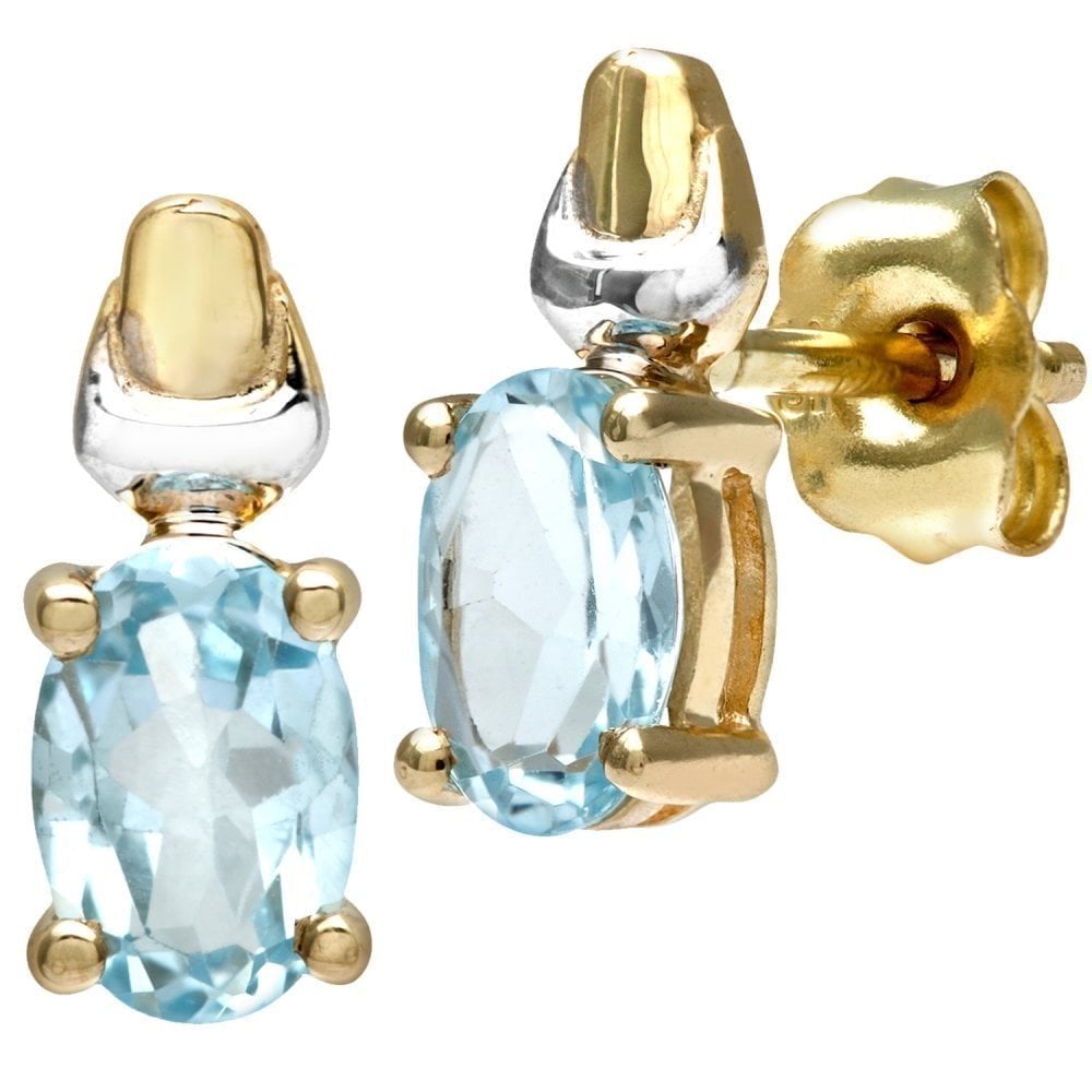 Sky Blue Topaz Stud Earrings - detail view | Prime Jewellery