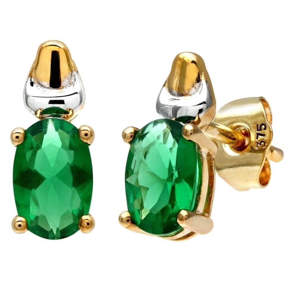 Emerald Solitaire Stud Earrings | Prime Jewellery