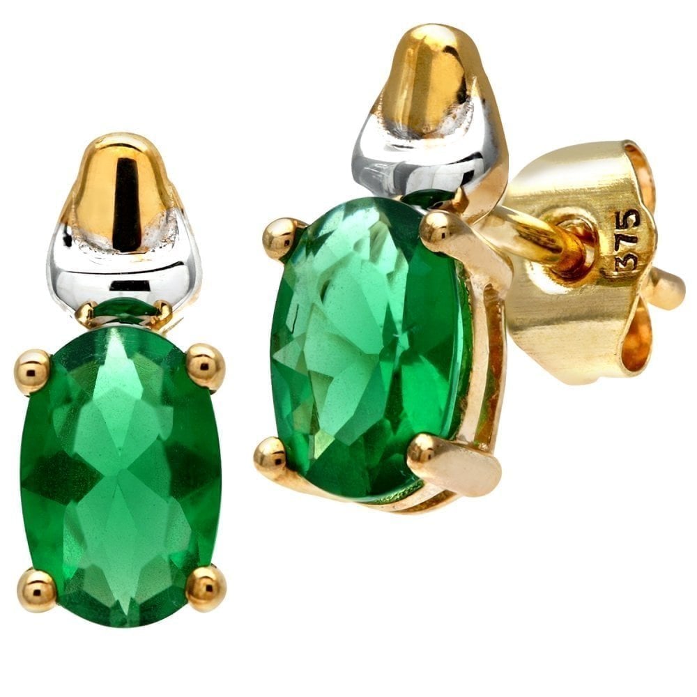 Emerald Stud Earrings - detail view | Prime Jewellery