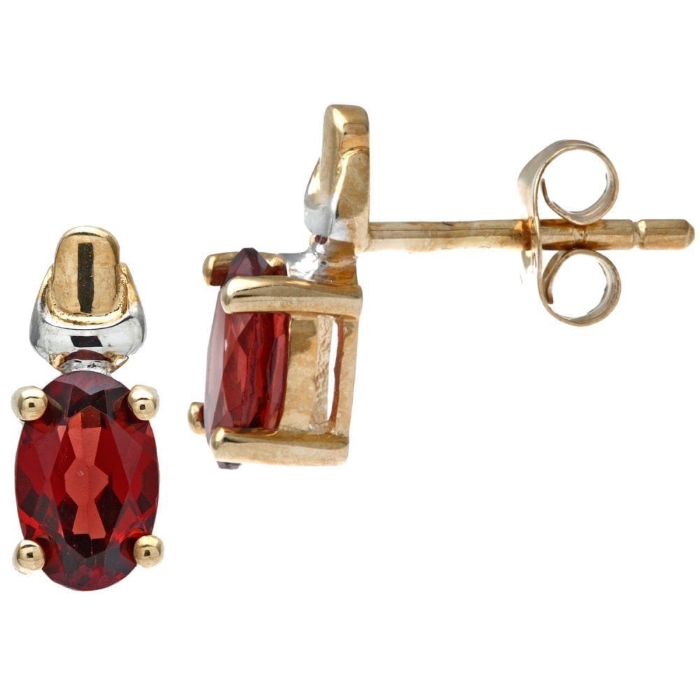Garnet Stud Earrings - detail view | Prime Jewellery