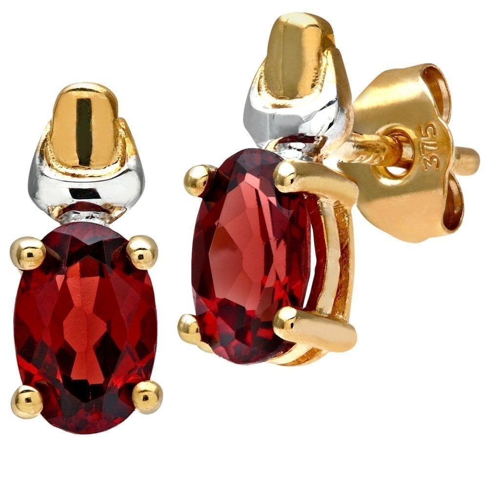 Garnet Stud Earrings - detail view | Prime Jewellery