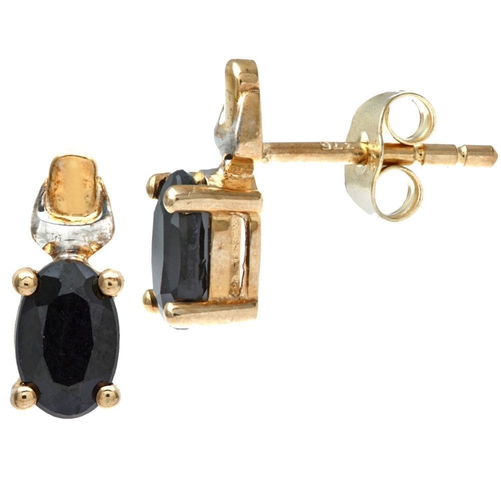 Blue Sapphire Stud Earrings - detail view | Prime Jewellery